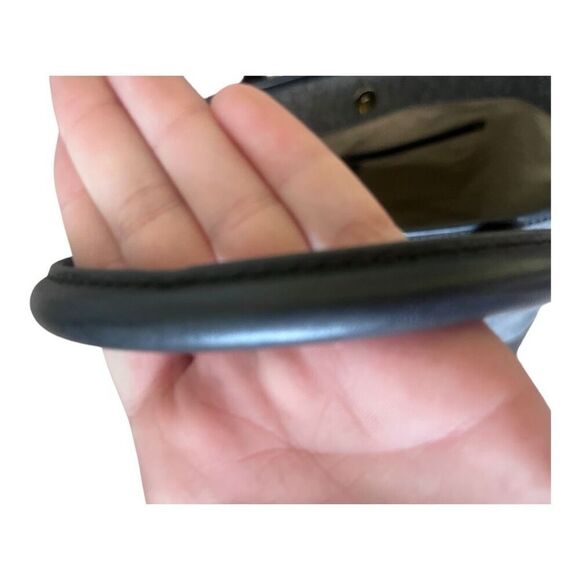 Tory Burch Wool Flannel Leather Trim Jaden Tote Shoulder Bag Black Gray Almost E - Picture 6 of 7